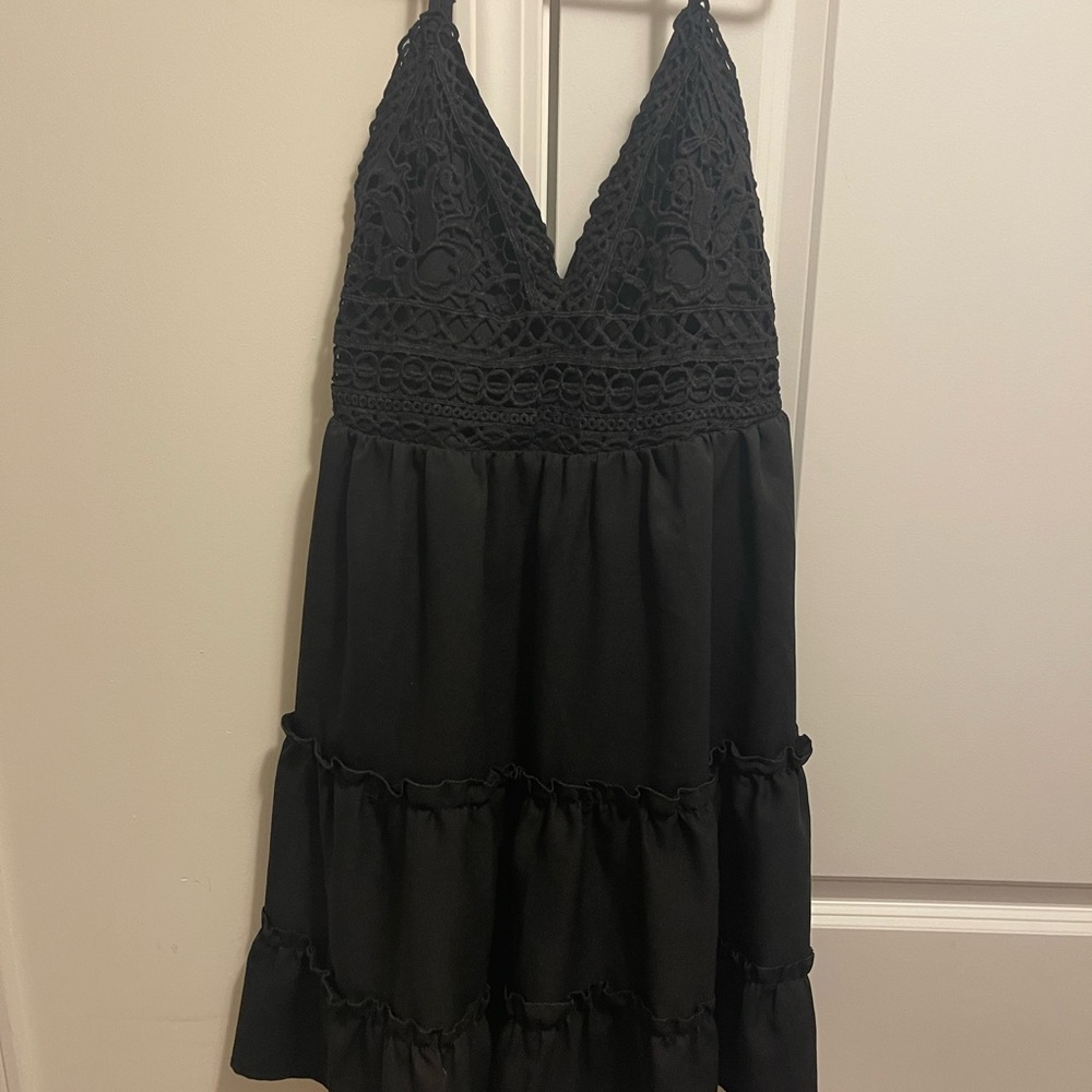 Elegant Black Halter Dress